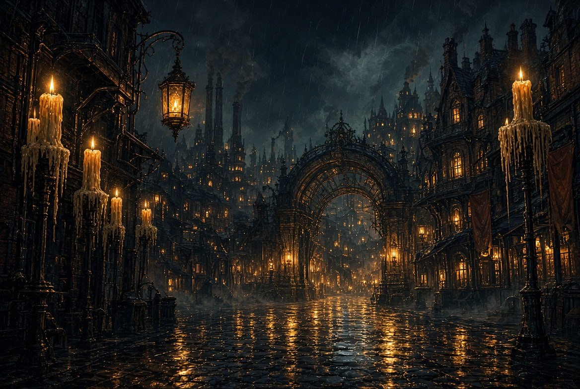 Candle City at night